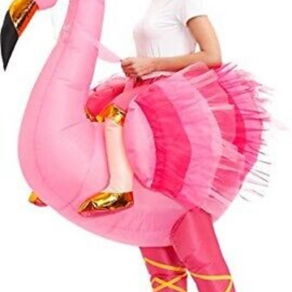 Adult pink flamingo blowup costume